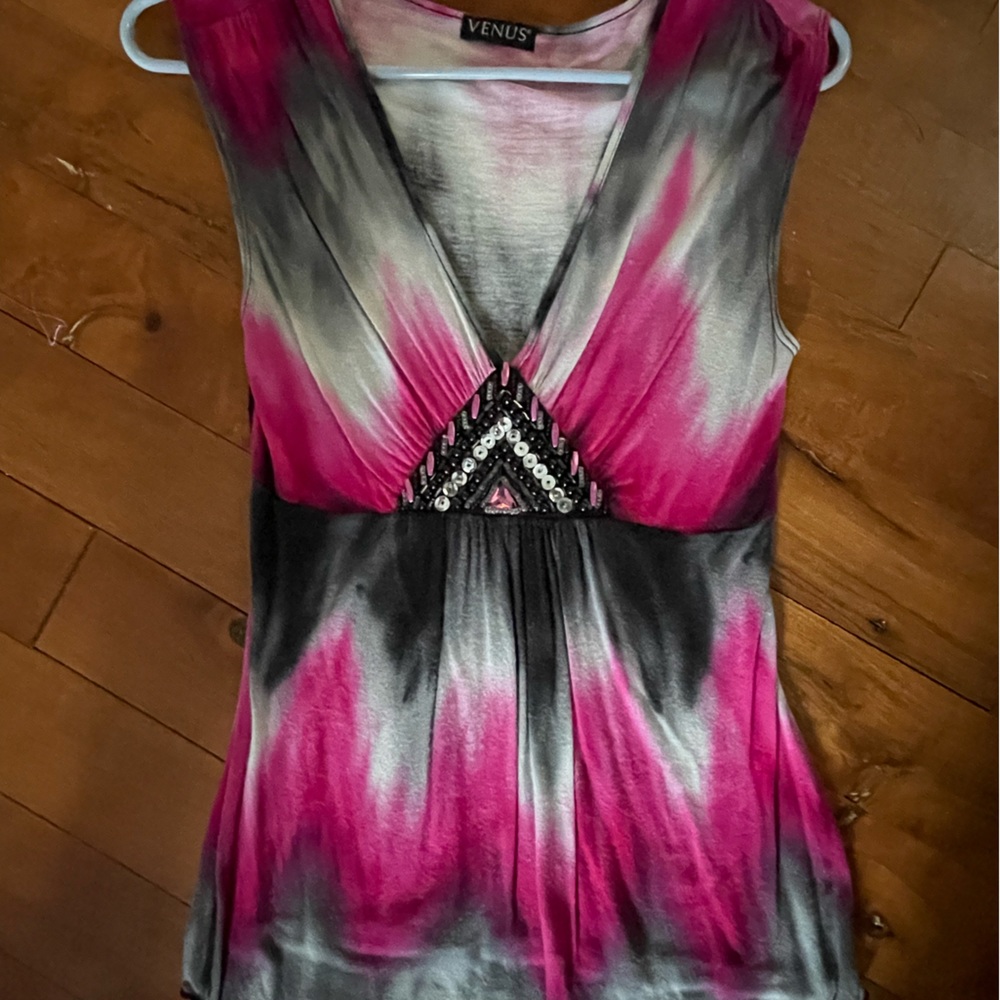 Venus Tie Dye Top with Beading Size Small